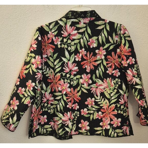 Appleseed's 100% Cotton Floral/Leaf Print Reversible Quilted Jacket P/XL EUC - Picture 4 of 9